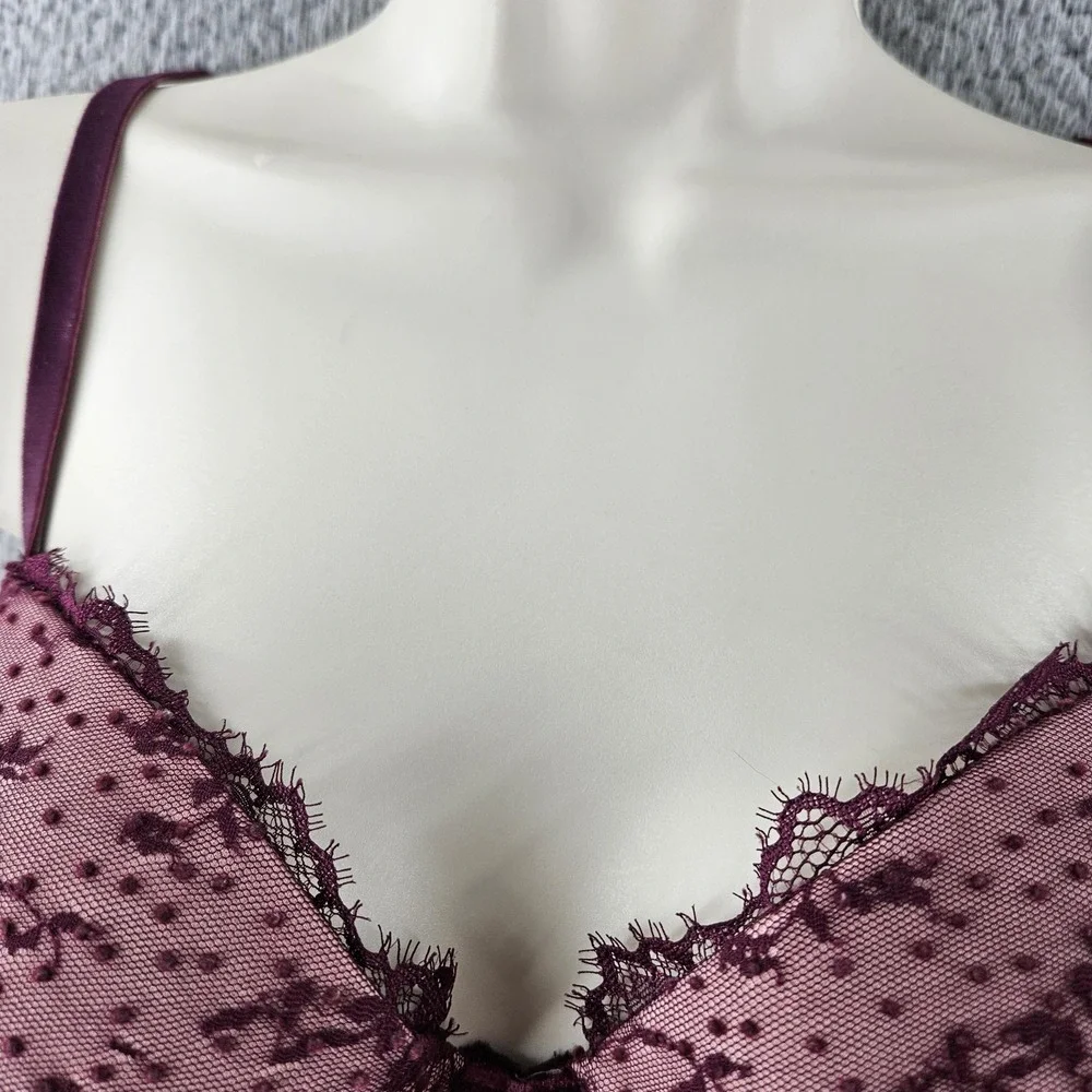Victoria's‎ Secret Bra 34DD Burgundy Dream Angels Lined Demi Lace Mesh Underwire
